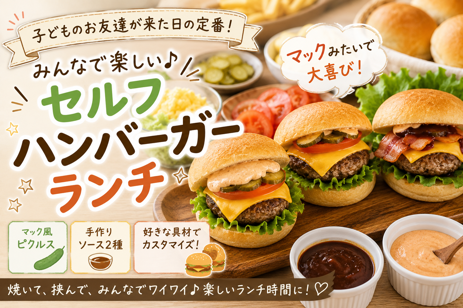 子どもの友達が来た日の定番!セルフハンバーガーランチ